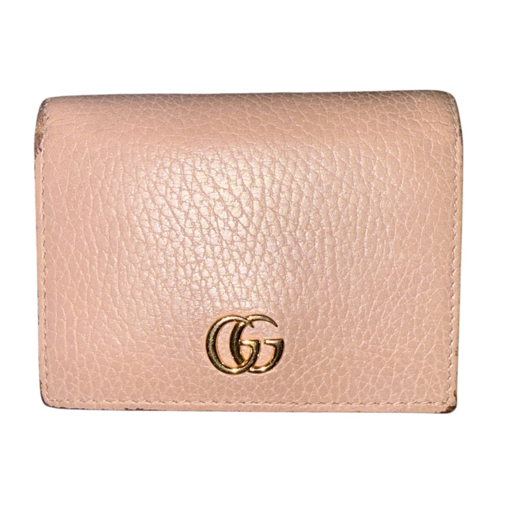 ⸻

Gucci GG Marmont Leather Compact Wallet – Nude Beige